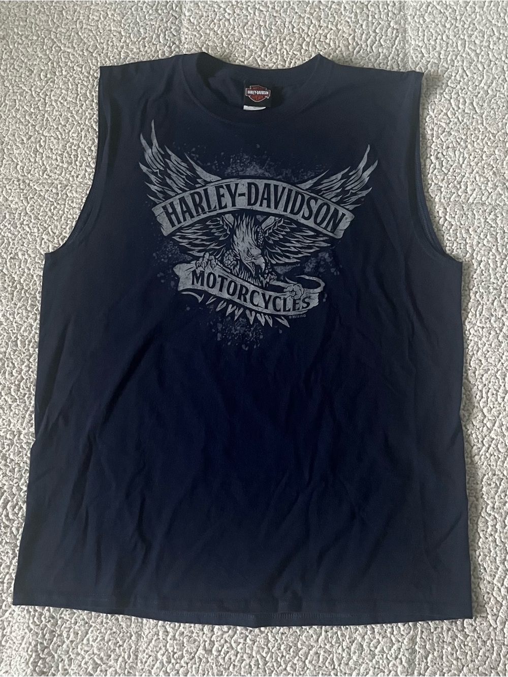 Harley-Davidson Navy Blue Tank with Gray Eagle Graphic